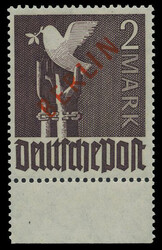 2 M. Rotaufdruck 1949, postfrisches Unterrandstück mit dem ...